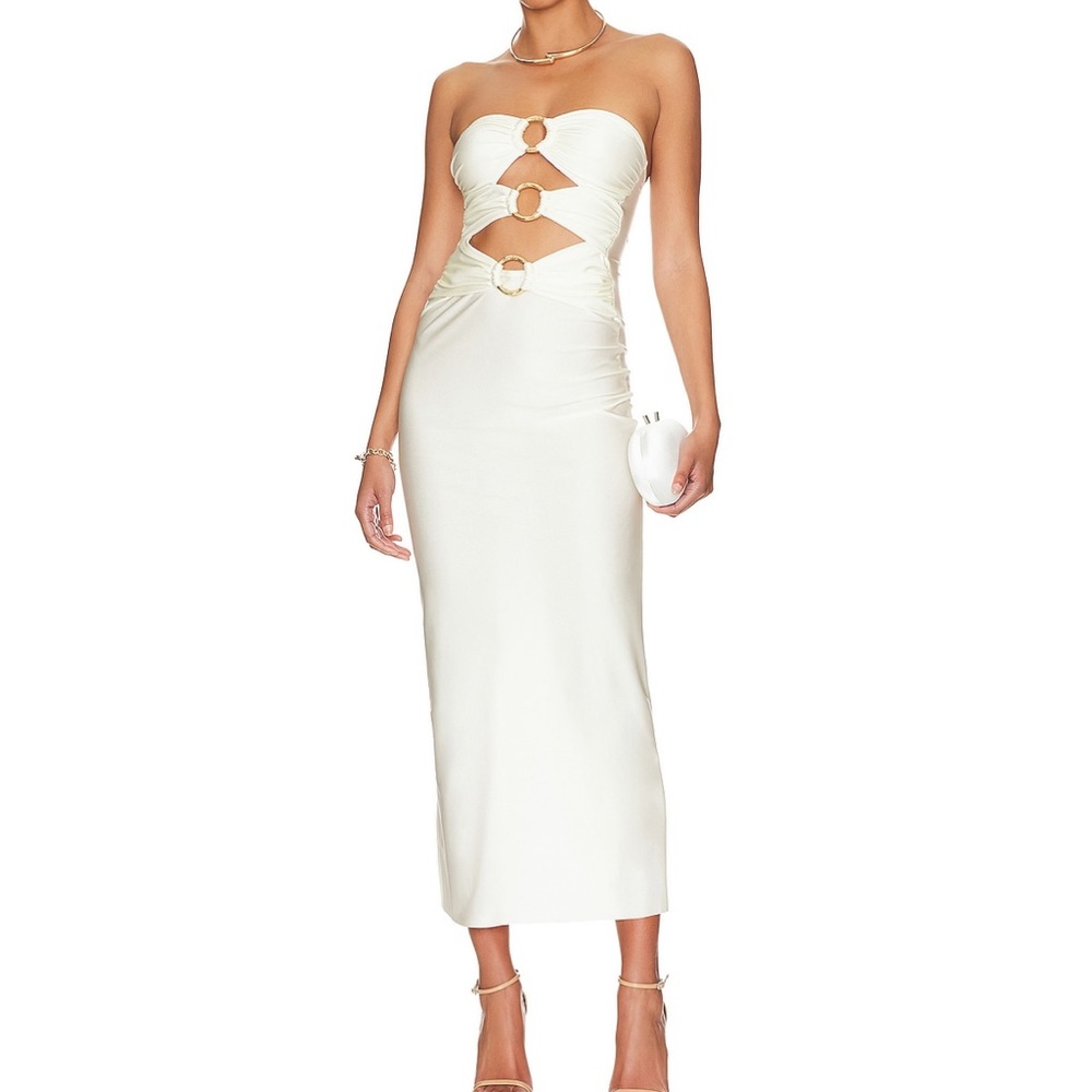 Shani Shemer Lily Midi Knit Dress - White for bride, bachelorette, honeymoon
